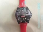 New Upgraded Rolex Supreme Black Dial Red Rubber Strap Watch